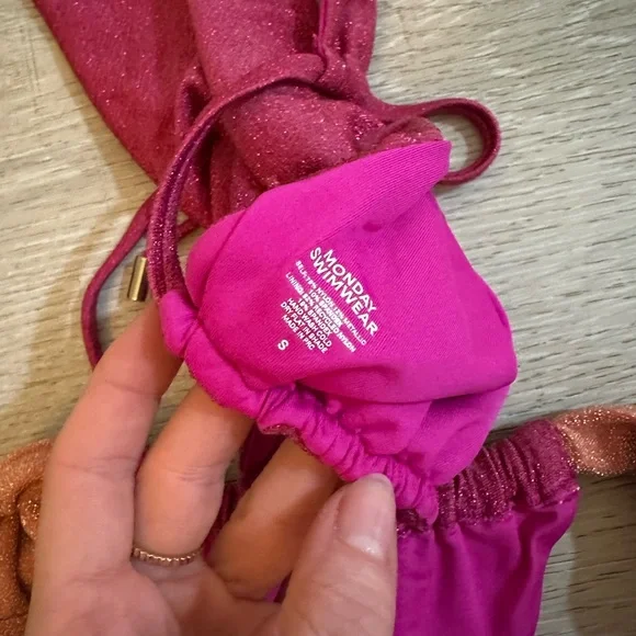 Monday Swimwear Magenta and Coral Bikini Set - Picture 3 of 4